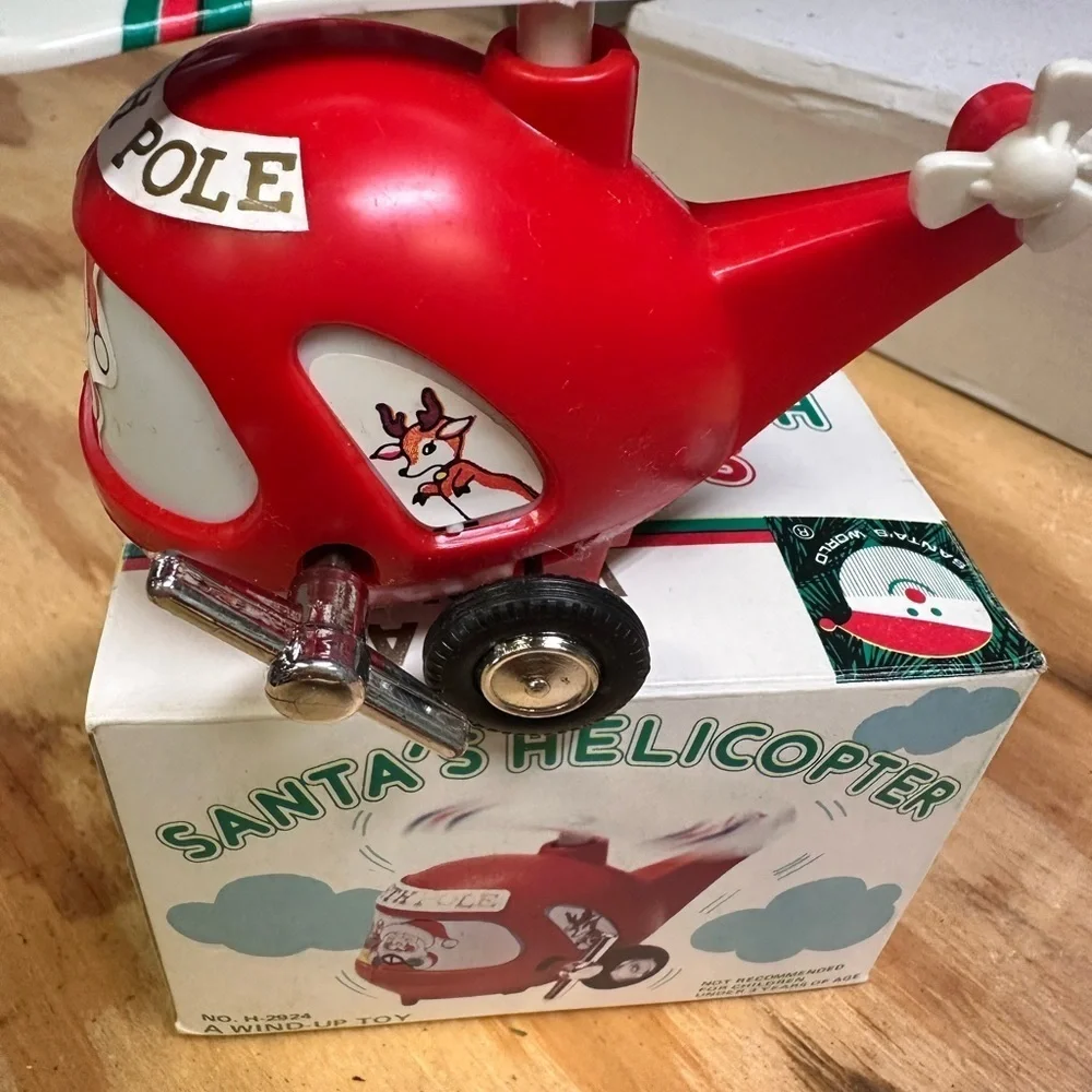 Kurt Adler Santa's Red Helicopter Toy